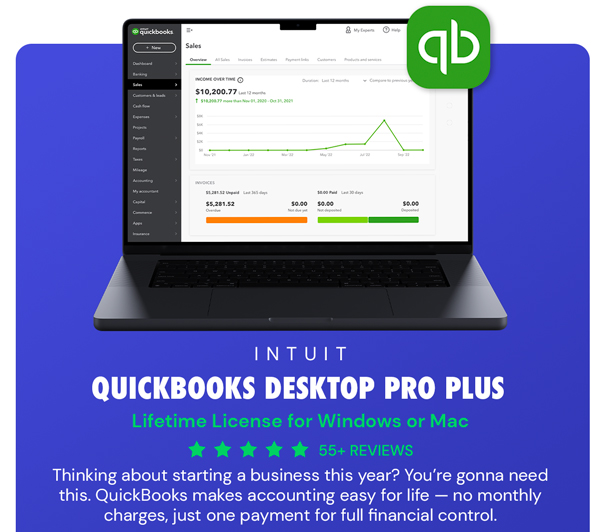 Intuit QuickBooks Desktop Pro Plus 2024 (1 User): Lifetime License