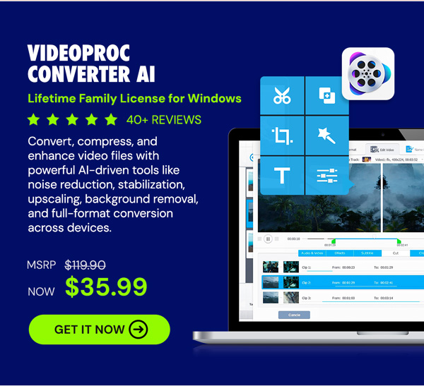 VideoProc Converter AI: Lifetime Family License (For Windows)