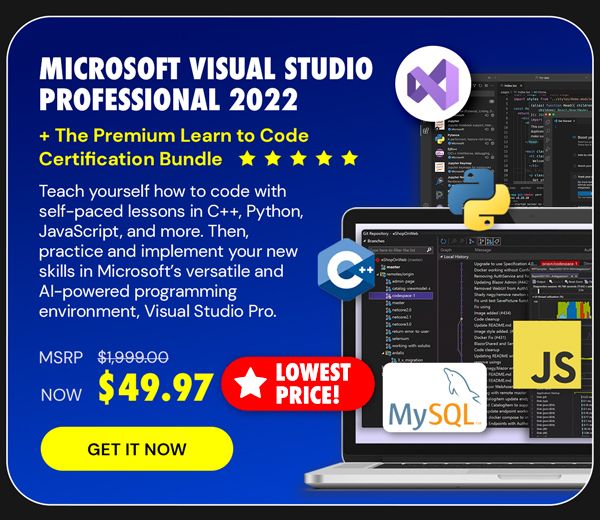 Microsoft Visual Studio Professional 2022 + The Premium Learn to Code Certification Bundle