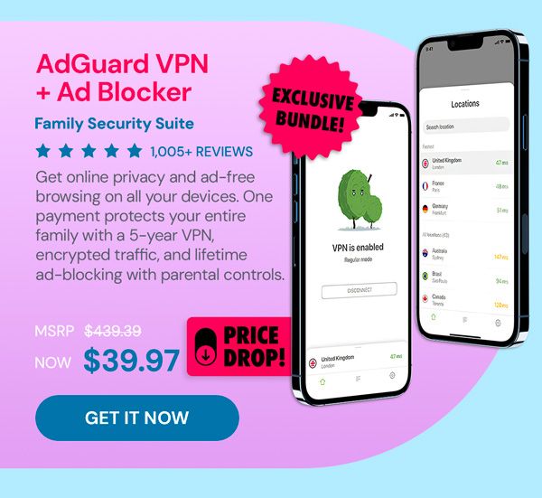 AdGuard VPN + Ad Blocker Family Security Suite