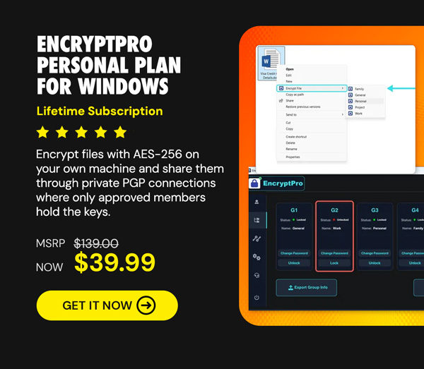 EncryptPro Personal Plan for Windows: Lifetime Subscription