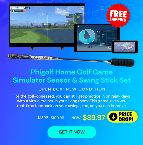 Phigolf Home Golf Game Simulator Sensor & Generic Swing Stick Set (Open Box)