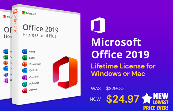 Microsoft Office 2019 for Windows or Mac Lifetime License