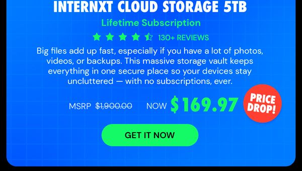 Internxt Cloud Storage: Lifetime Subscription (5TB Plan)