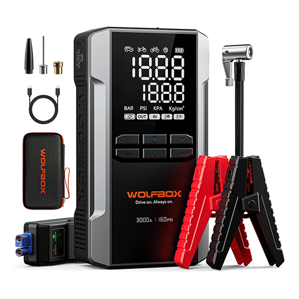 WOLFBOX 3000A Jump Starter Air Compressor