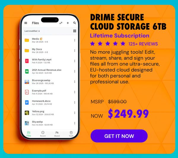 Drime Secure Cloud Storage: Lifetime Subscription (Advanced Plan/6TB)