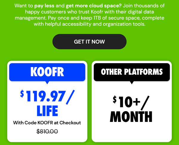 Koofr Cloud Storage: Lifetime Subscription (1TB)