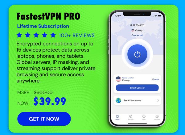 FastestVPN PRO: Lifetime Subscription (15 Devices)