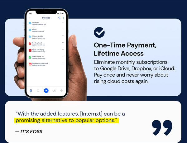 Internxt Cloud Storage Lifetime Subscription: 10TB Plan