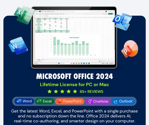 Microsoft Office 2024 Home or Home & Business for Mac or PC Lifetime License