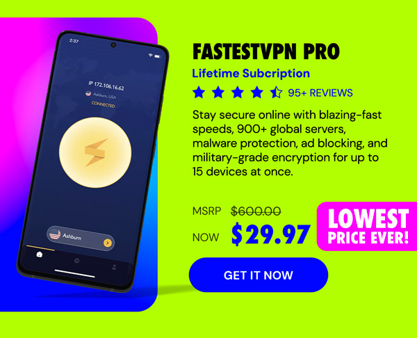 FastestVPN PRO: Lifetime Subscription (15 Devices)