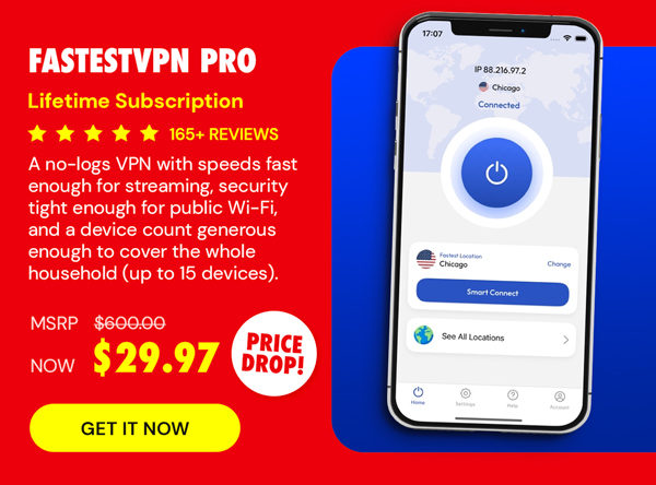 FastestVPN PRO: Lifetime Subscription (15 Devices)