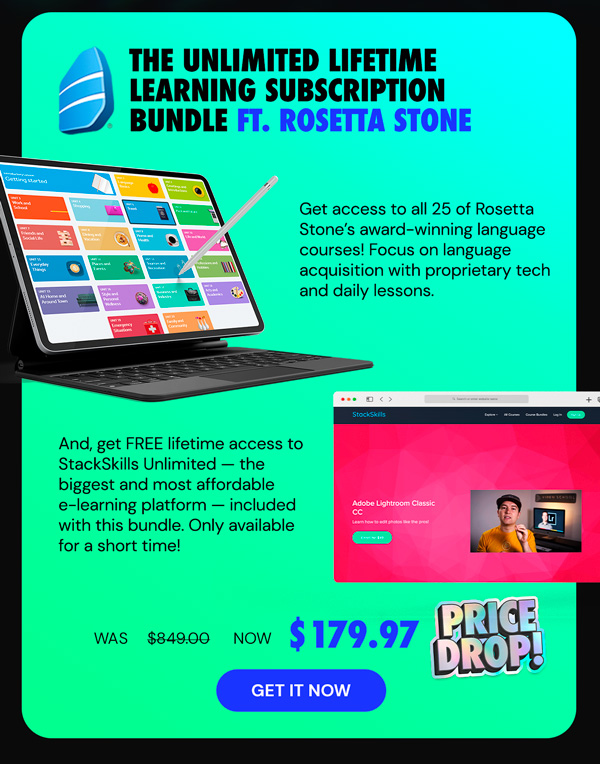 The Unlimited Lifetime Learning Subscription Bundle ft. Rosetta Stone