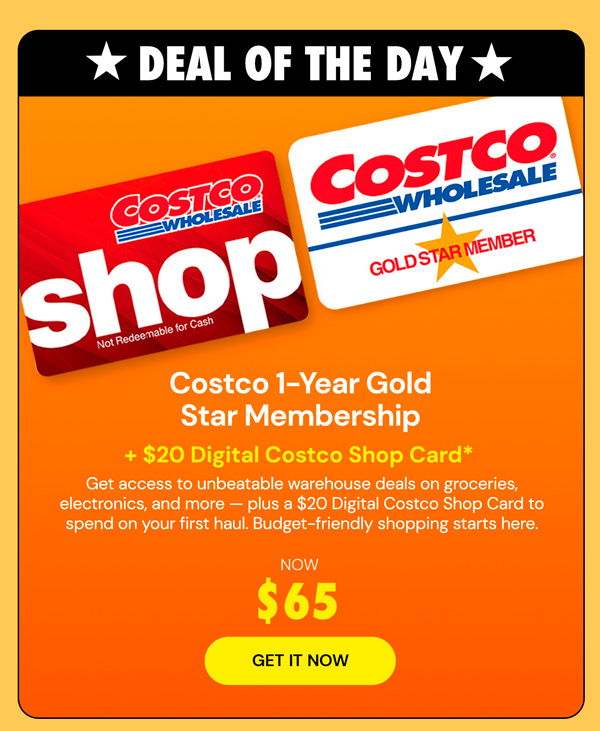 Costco 1-Year Gold Star Membership + $20 Digital Costco Shop Card