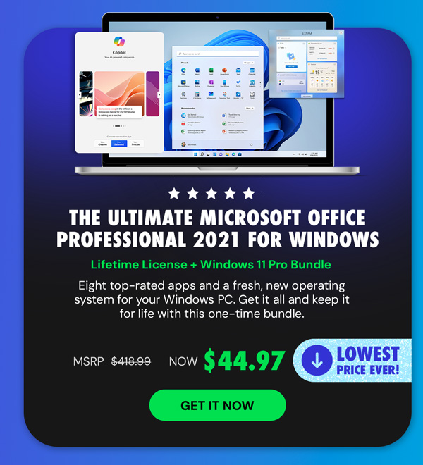 The Ultimate Microsoft Office Professional 2021 for Windows: Lifetime License + Windows 11 Pro Bundle