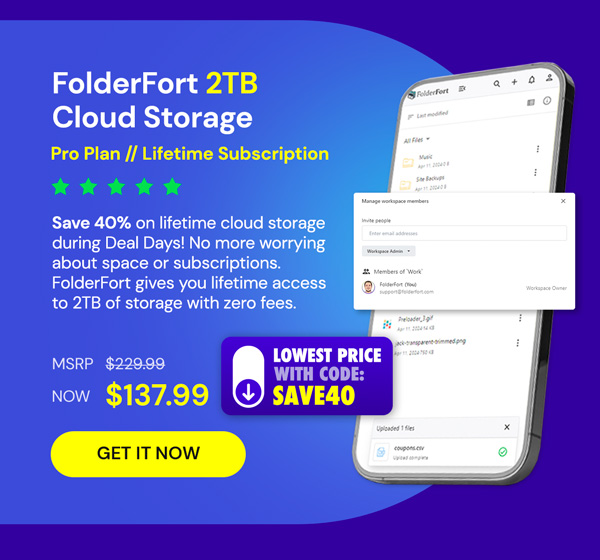 FolderFort 2TB Cloud Storage Pro Plan: Lifetime Subscription