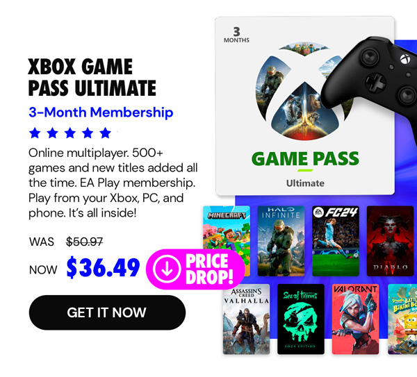 Xbox Game Pass Ultimate: 3-Month Membership - Stackable & Global - (Xbox Series X/S, Xbox One, Windows - Digital Code) - Final Sale