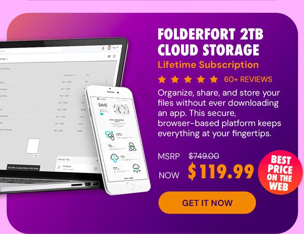 FolderFort 2TB Cloud Storage Pro Plan: Lifetime Subscription