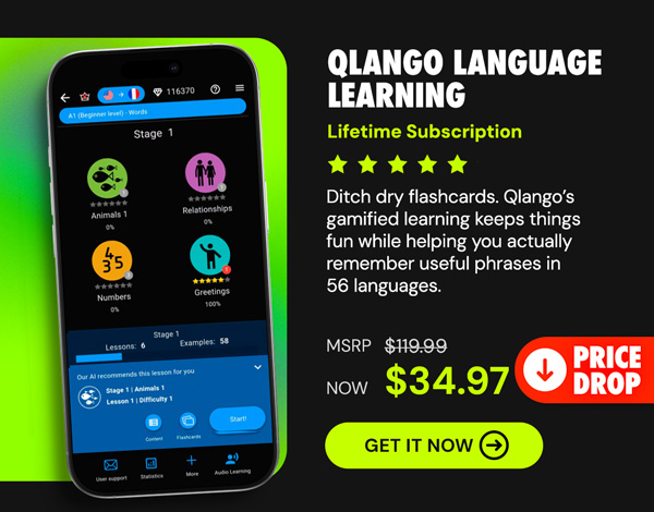 Qlango Language Learning: Lifetime Subscription (All Languages)