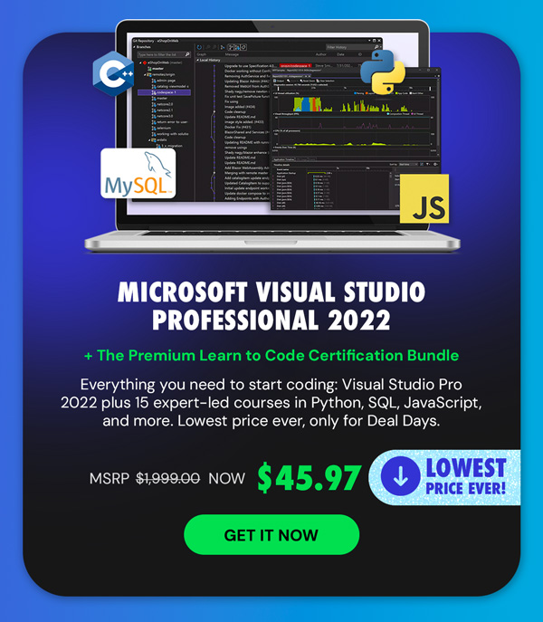 Microsoft Visual Studio Professional 2022 + The Premium Learn to Code Certification Bundle