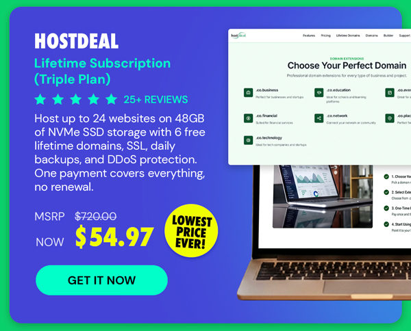 Hostdeal Triple Plan: Lifetime Subscription