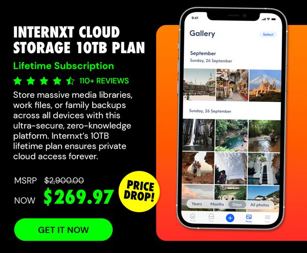 Internxt Cloud Storage Lifetime Subscription: 10TB Plan
