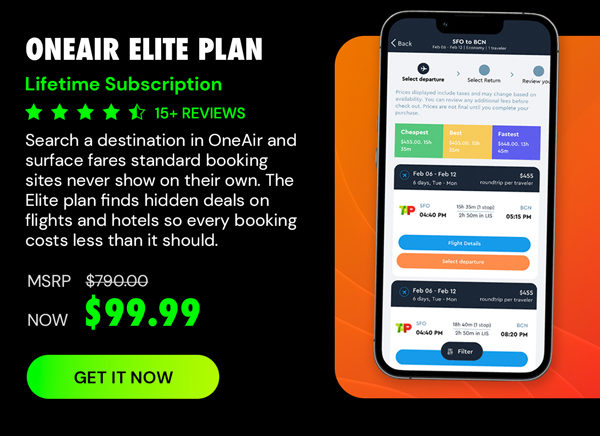 OneAir Elite Plan: Lifetime Subscription (Save Big on Flights, Hotels & More)