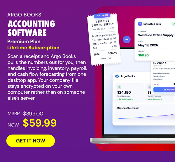 Argo Books Accounting Software Premium Plan: Lifetime Subscription