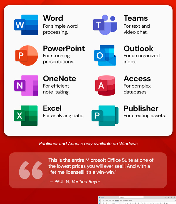 Microsoft Office 2021 for Windows or Mac: Lifetime License