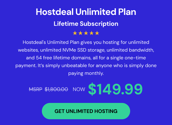 Hostdeal Unlimited Plan: Lifetime Subscription
