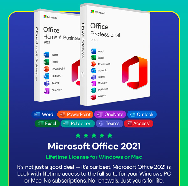Microsoft Office 2021 for Windows or Mac: Lifetime License