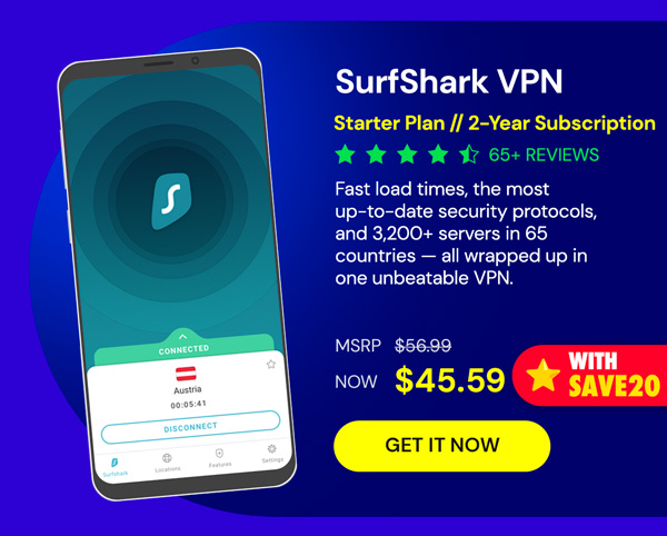 SurfShark VPN Starter Plan: 2-Yr Subscription