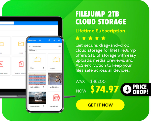 FileJump 2TB Cloud Storage: Lifetime Subscription