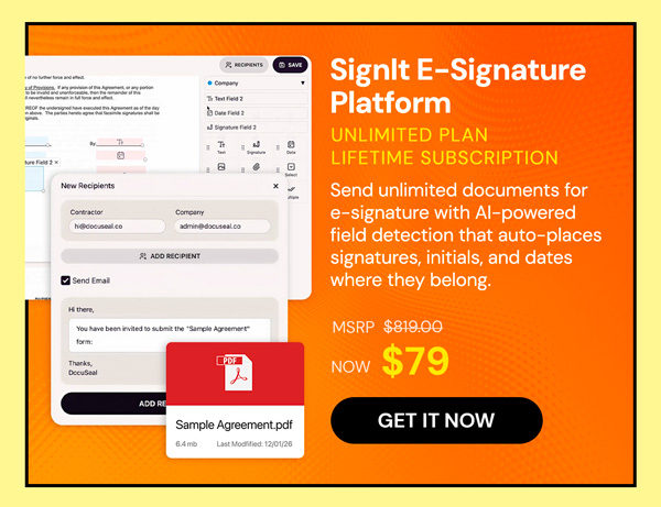 SignIt E-Signature Platform Unlimited Plan: Lifetime Subscription
