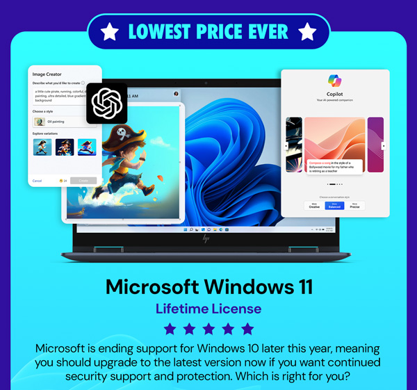 Microsoft Windows 11 Pro or Home Lifetime License