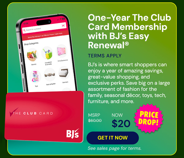 One-Year The Club Card Membership with BJ’s Easy Renewal® (Terms Apply)