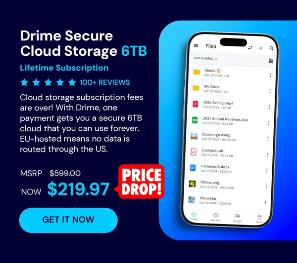 Drime Secure Cloud Storage: Lifetime Subscription (Advanced Plan/6TB)