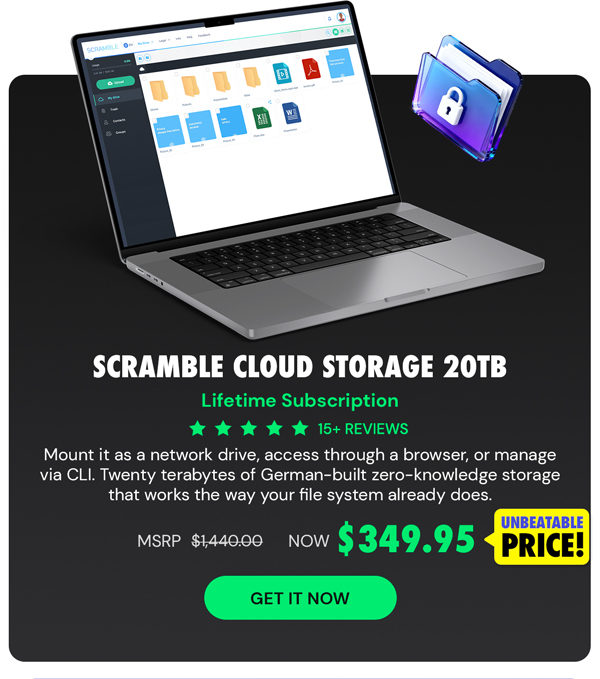 Scramble Cloud Storage Lifetime Subscription (20TB)