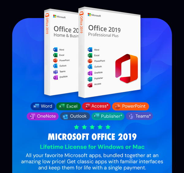 Microsoft Office 2019 for Windows or Mac | Lifetime License
