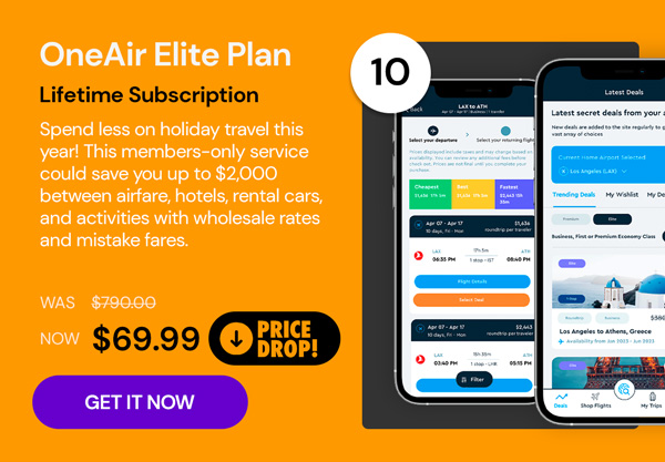 OneAir Elite Plan: Lifetime Subscription (Save Big on Flights, Hotels & More)