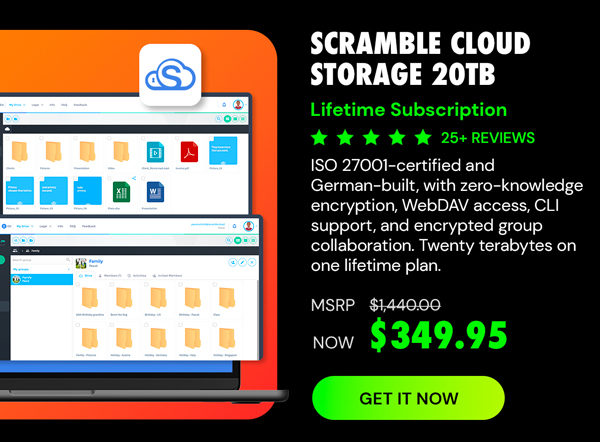 Scramble Cloud Storage Lifetime Subscription (20TB)