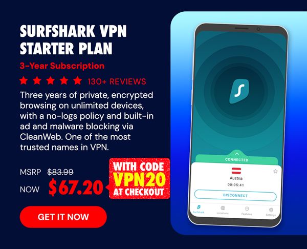 Surfshark VPN Starter Plan: 3-Yr Subscription
