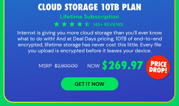 Internxt Cloud Storage Lifetime Subscription: 10TB Plan