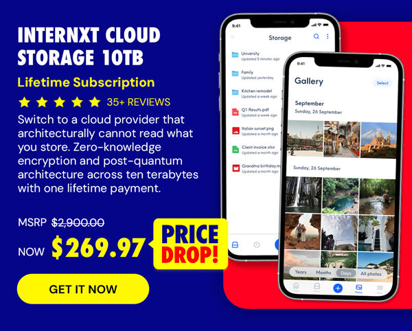 Internxt Cloud Storage Lifetime Subscription: 10TB Plan