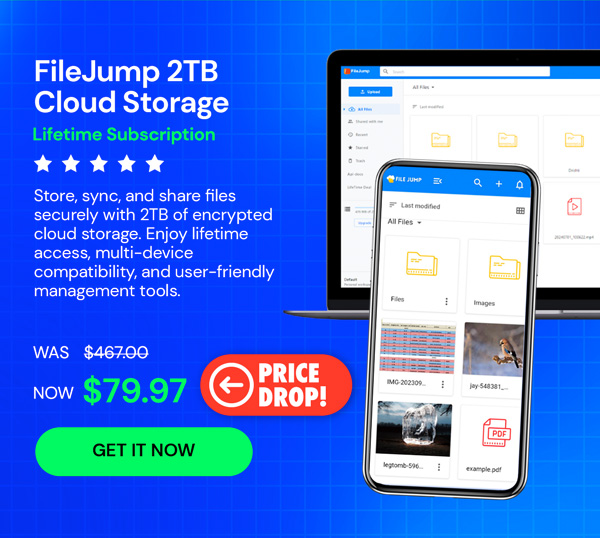 FileJump 2TB Cloud Storage: Lifetime Subscription