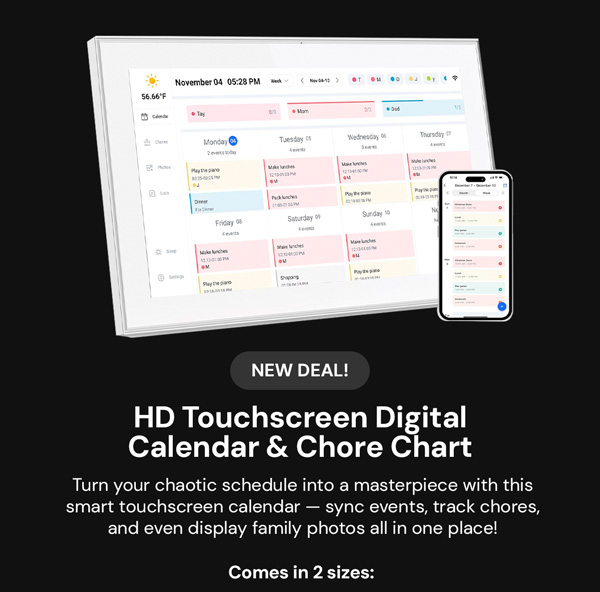 HD Touchscreen Digital Calendar & Chore Chart