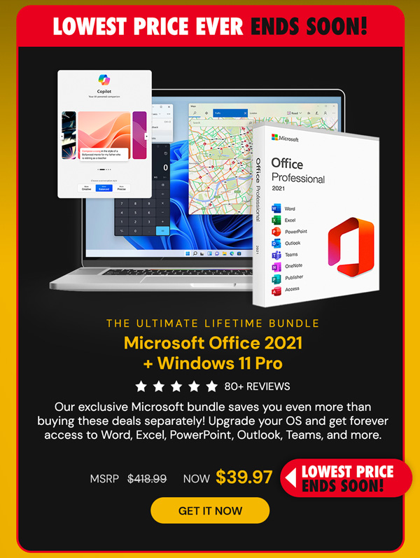The All-in-One Microsoft Office Pro 2019 for Windows: Lifetime License + Windows 11 Pro Bundle