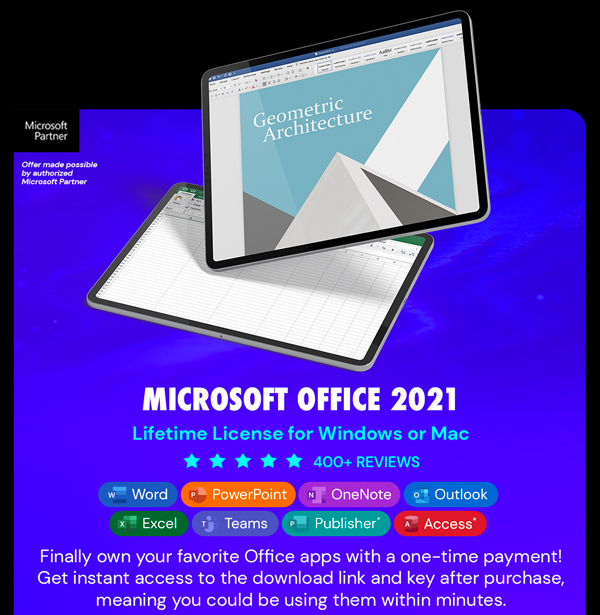 Microsoft Office 2021 for Windows or Mac: Lifetime License