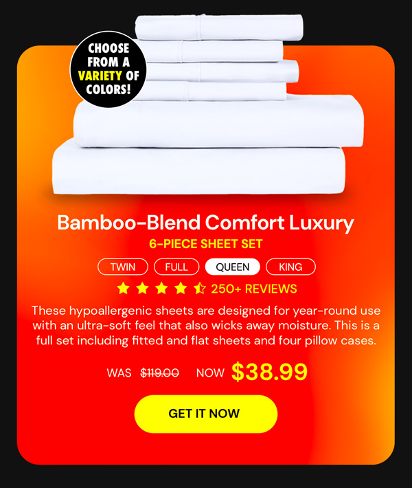 6-Piece Bamboo-Blend Comfort Luxury Sheet Set