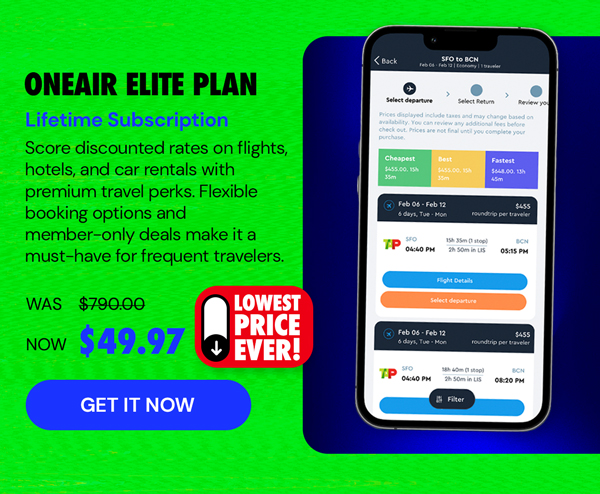 OneAir Elite Plan: Lifetime Subscription (Save Big on Flights, Hotels & More)
